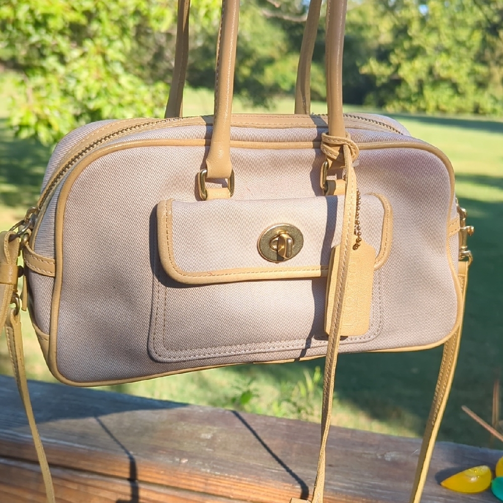 HTF Coach Penelope Twill Small Satchel 9778, Y2K Turnlock Pocket!